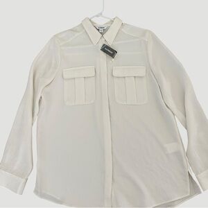 NWT Express White Oversized Boyfriend Button Up | Military